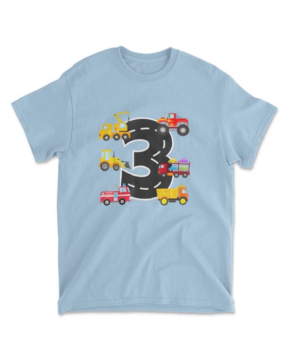 3rd Birthday Party 3 Year Old Trucks Birthday Boy T Shirt