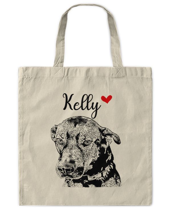 Custom Pet Portrait With Heart Tote Bag