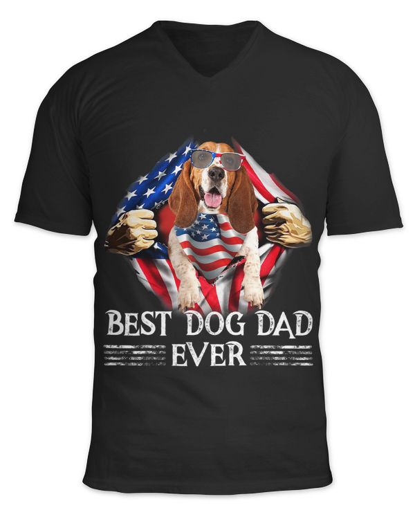Dog Basset Hound Best Dog Dad Ever Basset Hound American Flag Gifts For Men