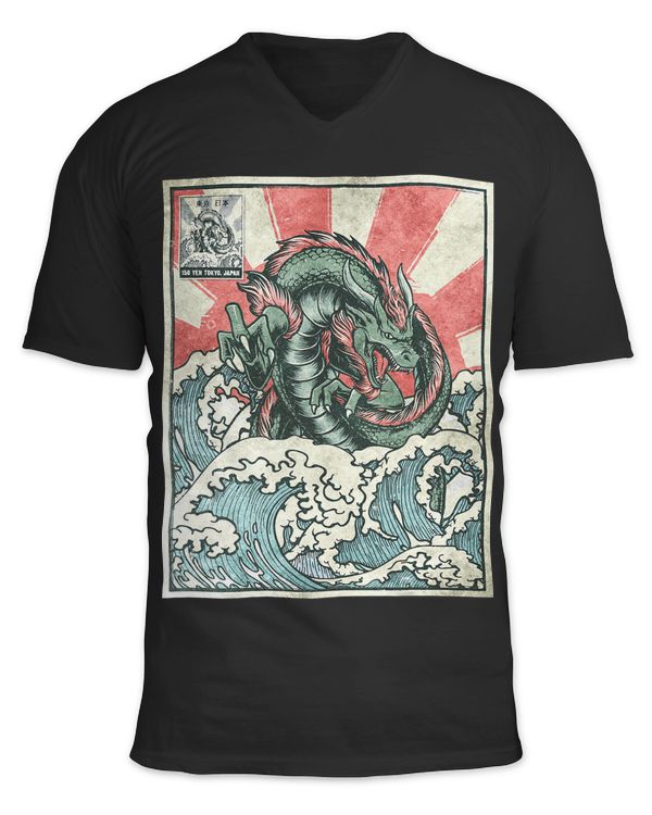 Japanese Dragon Great Wave Off Kanagawa Vintage Japanese Art