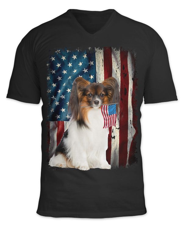 Papillon Dog American Flag USA 4th of July Dog Lovers 206
