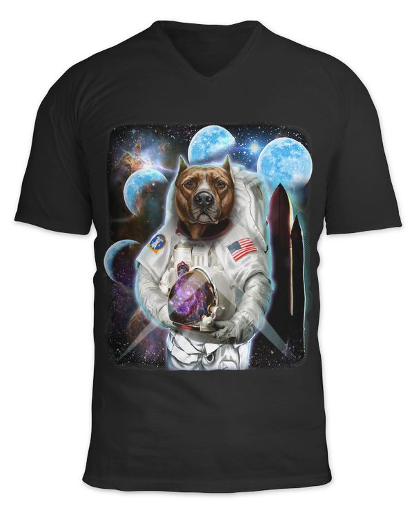 Pit Bull Terrier Dog as Astronaut Explore Space and Galaxy 3