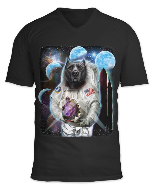 Pit Bull Terrier Dog as Astronaut Explore Space and Galaxy
