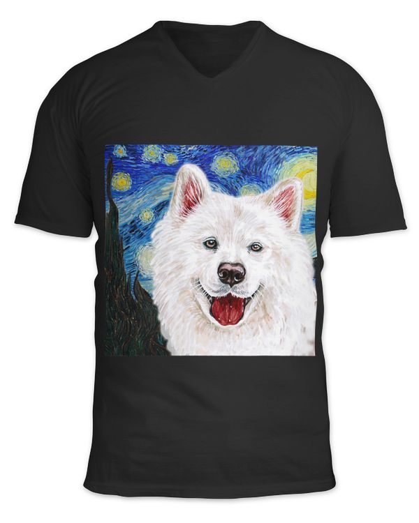 Samoyed Spitz Dog on a Starry Night 197