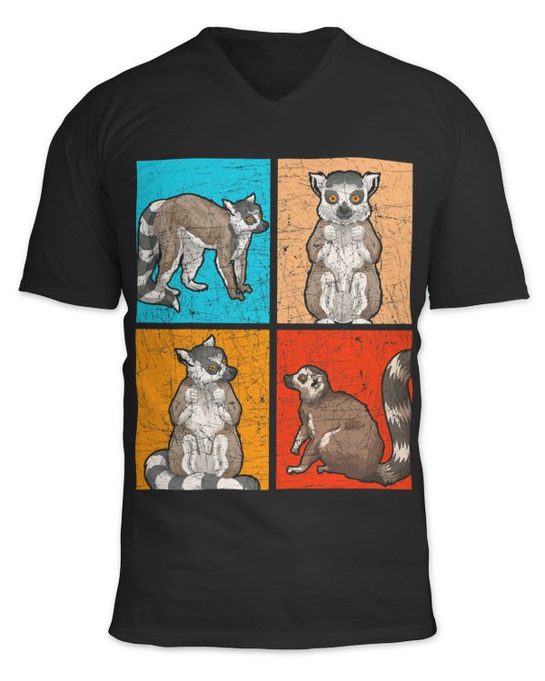 Retro Vari Sifakas Madagascar Zoo Animal Pop Art Lemur