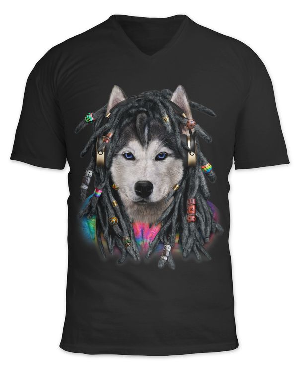 Siberian Husky Dog with Reggae Dreadlocks Hair