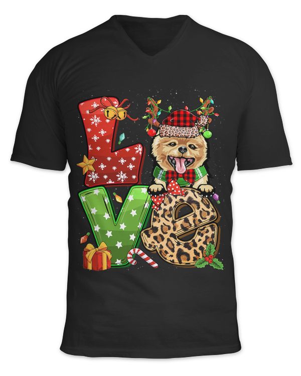 Pomeranian Dog Reindeer Christmas Light Dog Lover Santa Hat 117