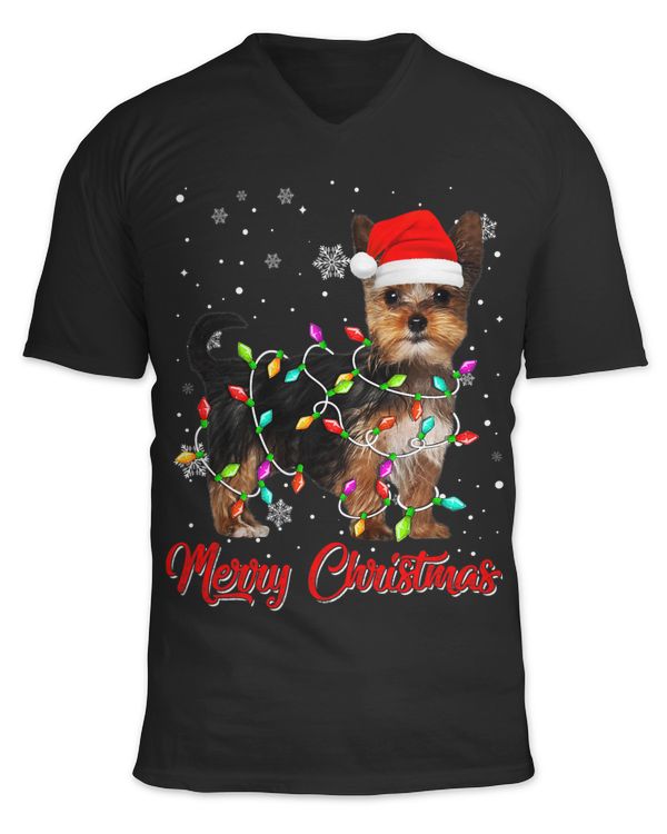 Merry Christmas Lights Yorkshire Terrier Dog Funny Dog Lover 233