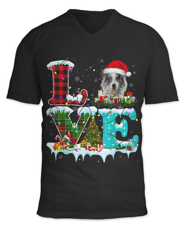 Blue Merle Collie Christmas Tree Light Pajama Dog Xmas 4
