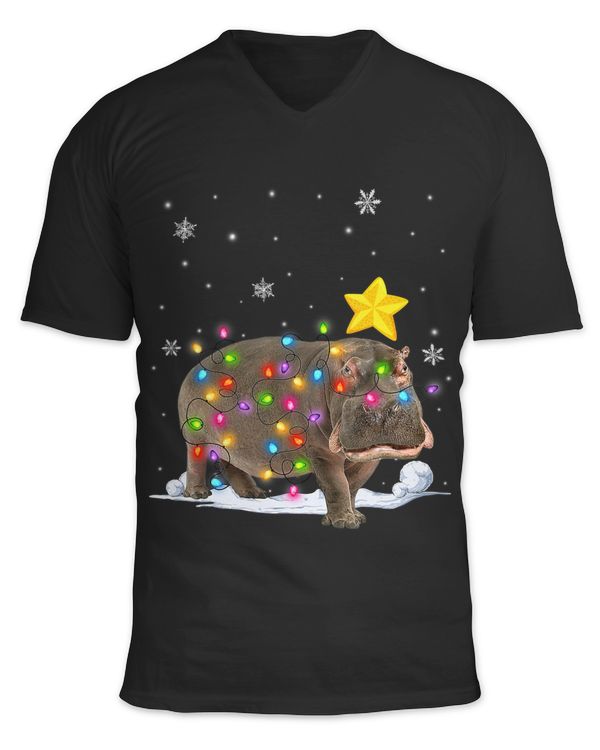 Funny Xmas Hippo Animals Lover Christmas Tree Lights 29