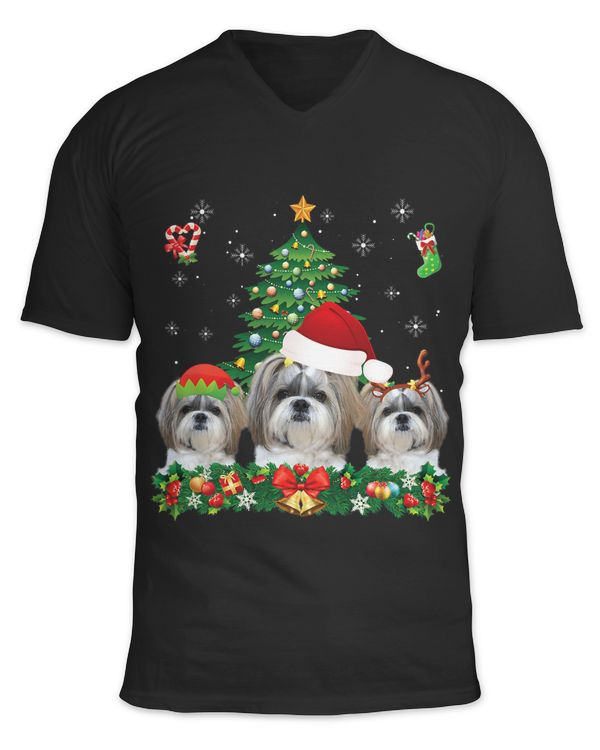 Merry Dogmas Shih Tzu Santa Elf Reindeer Dog Christmas Paws 158