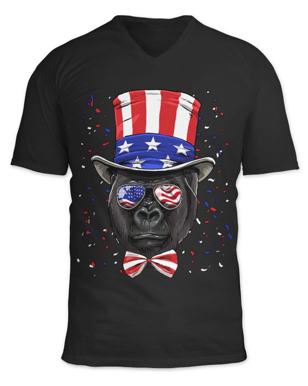 4th of July Patriotic Gorilla Wearing USA Flag Sunglasses 262