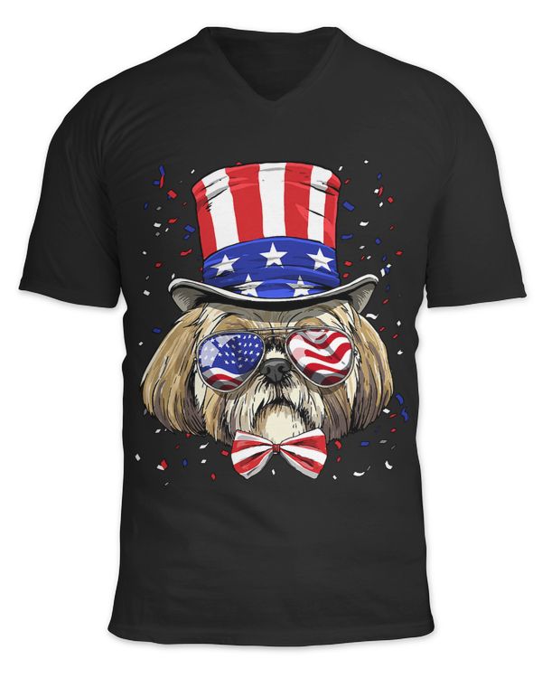 4th of July Patriotic Shih Tzu American USA Flag Dog Lover 248