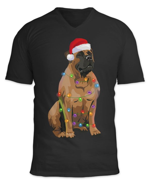 Boerboel Christmas Lights Xmas Dog Lover Santa Hat 43