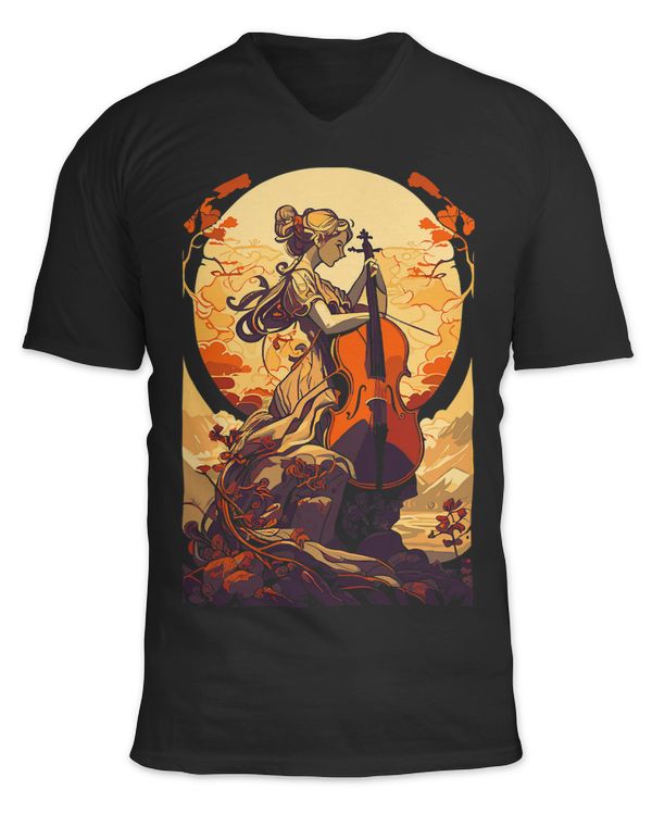 Art Nouveau Cello Girl Beautiful Cello Player Art