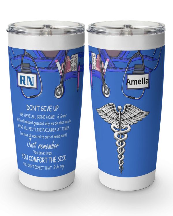 Personalized Custom Nurse Love Blue Tumbler