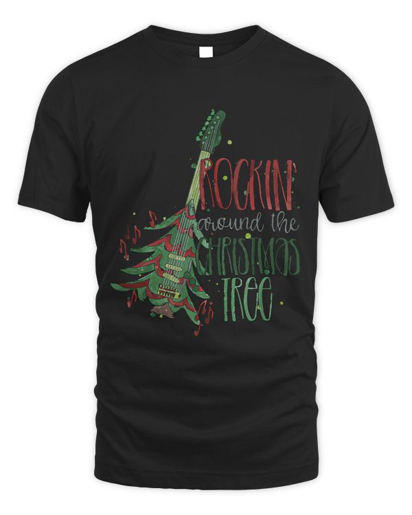 Rocking Around Christmas Tree Guitar Lover Funny Xmas