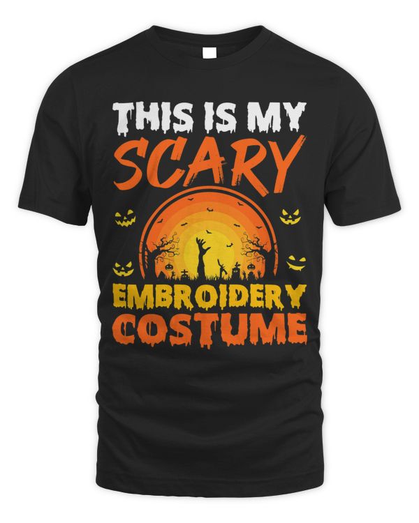 Vintage This Is My Scary Embroidery Costume Halloween