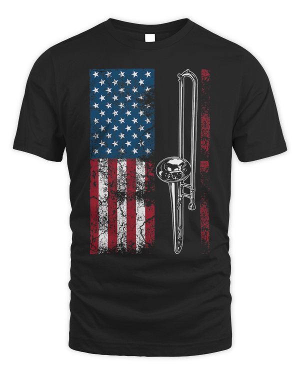 Vintage US Flag Trombone Cute Trombonist Funny Jazz Gift