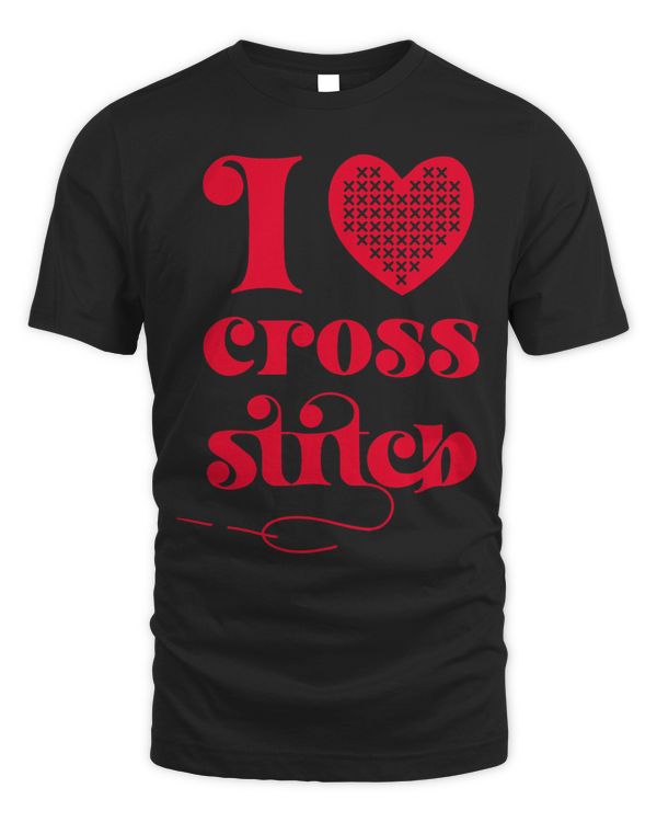 I Love Cross Stitch Heart and Needle