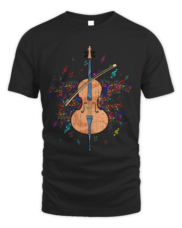 Colorful Music Notes Cello Player Cellist Musician Cello 1