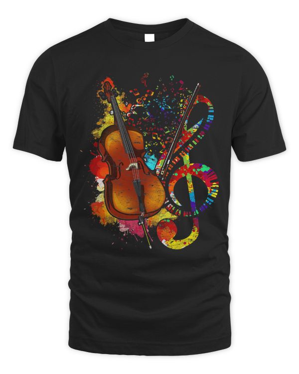Colorful Treble Clef Orchestra Cello Player Cellist Cello