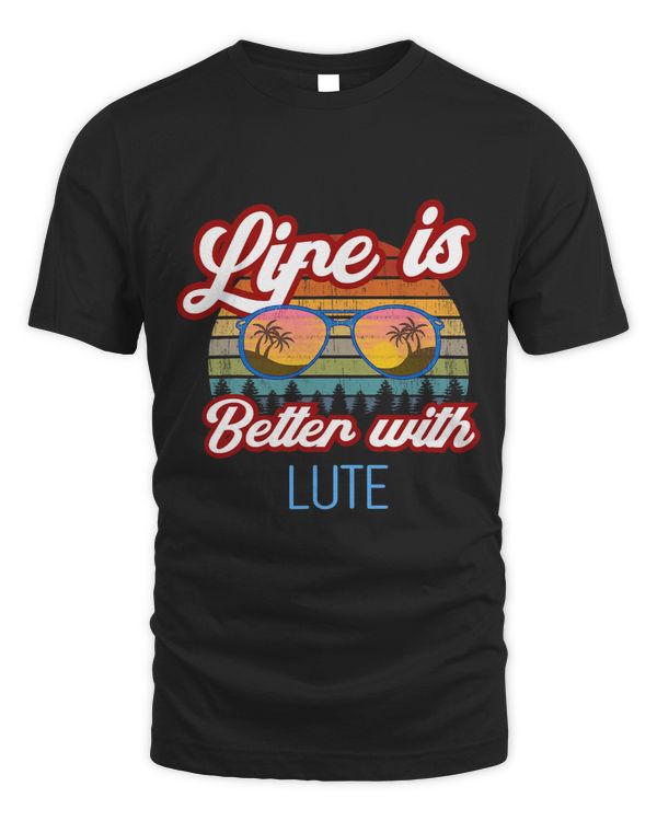 Lute Retro Sunset Design Life is Better With Lute