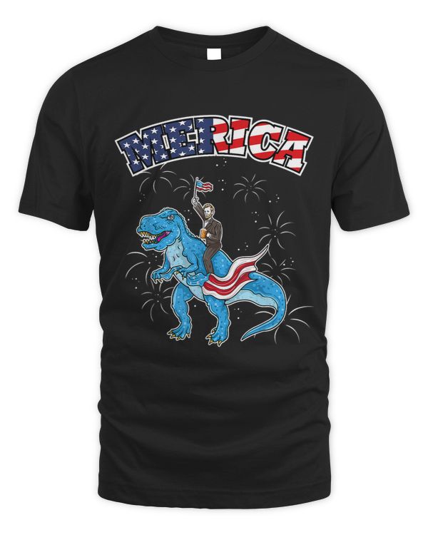 Abraham Lincoln Riding T Rex 4th Of July American Flag Gift