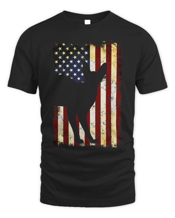Devon Rex Silhouette American Flag 4th of July