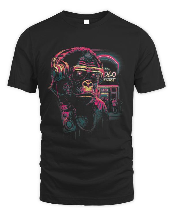 Cant hear you. Gorilla with sunglasses and headphones.