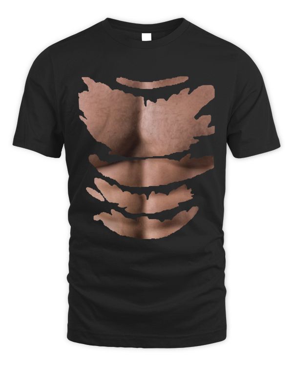 Mans Torn Shirt Muscular Chest
