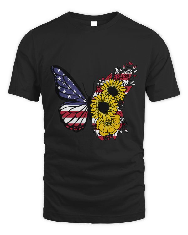American Flag Butterfly 4th of July Patriotic Woman