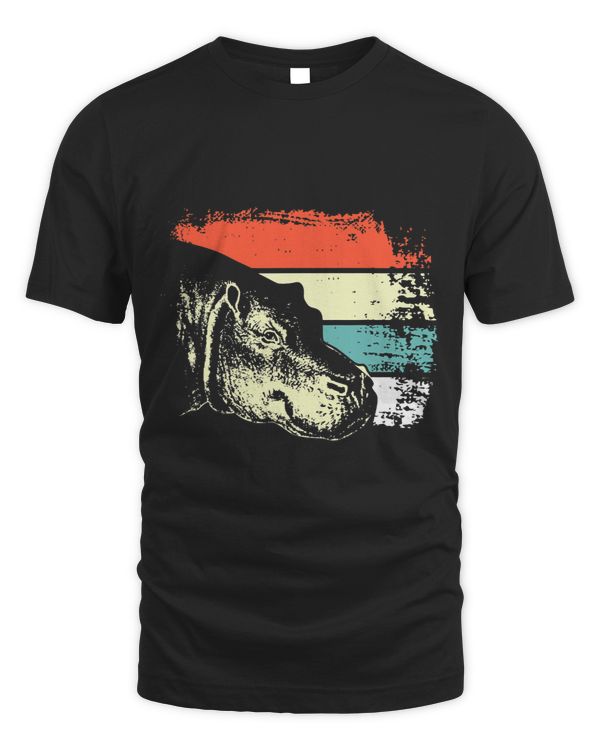 Funny Hippopotamus Vintage Hippo Stripes Animal Lovers
