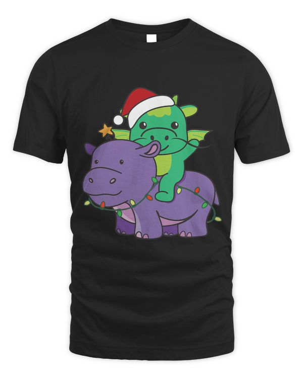 Christmas Hippo Dragon Merry Christmas Hippopotamus Dragon