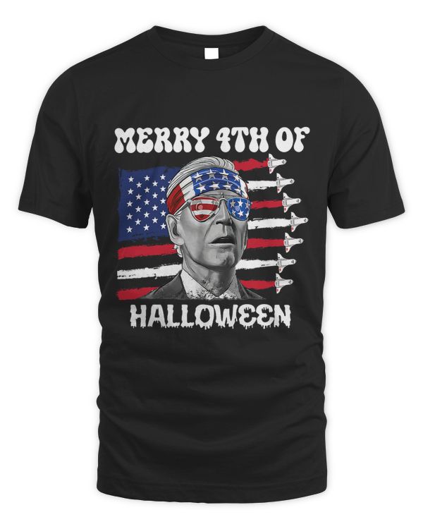Funny Biden Confused Merry 4th of Halloween USA 4th of July