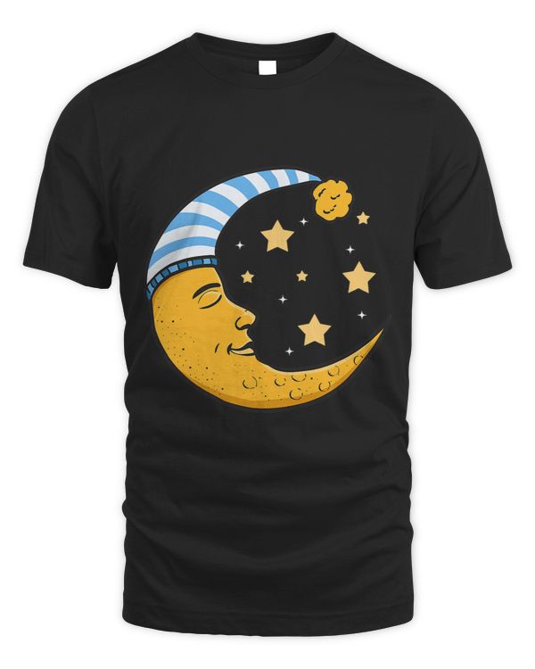 Crescent Moon Face Sleeping Sleepy Cap Nightsky Stars Moon