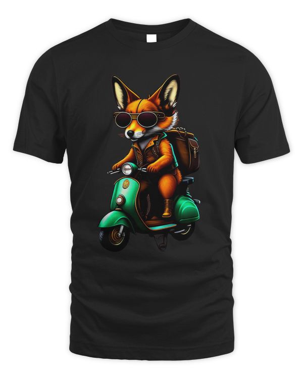 Funny Fox Driving a Scooter