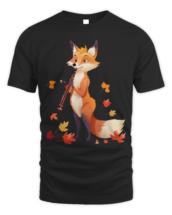 Fox With A Maple Leaf Tail Playing The Oboe Cottagecore