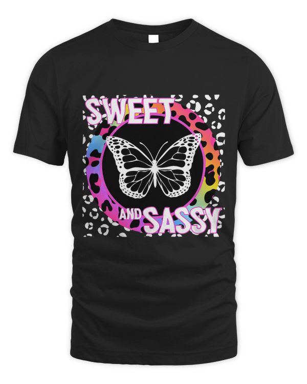 Cute Butterfly 90s Nostalgia Rainbow Leopard Print Tropical