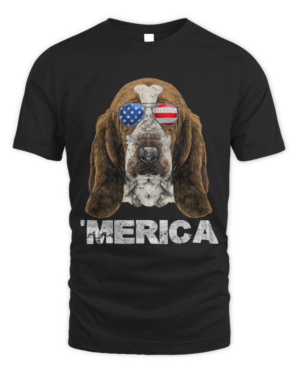 Dog Basset Hound American USA Flag 4th Of July Fourth Dog