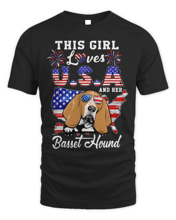 Dog Basset Hound This Girl Loves USA and Her Dog 4th of July Basset Hound