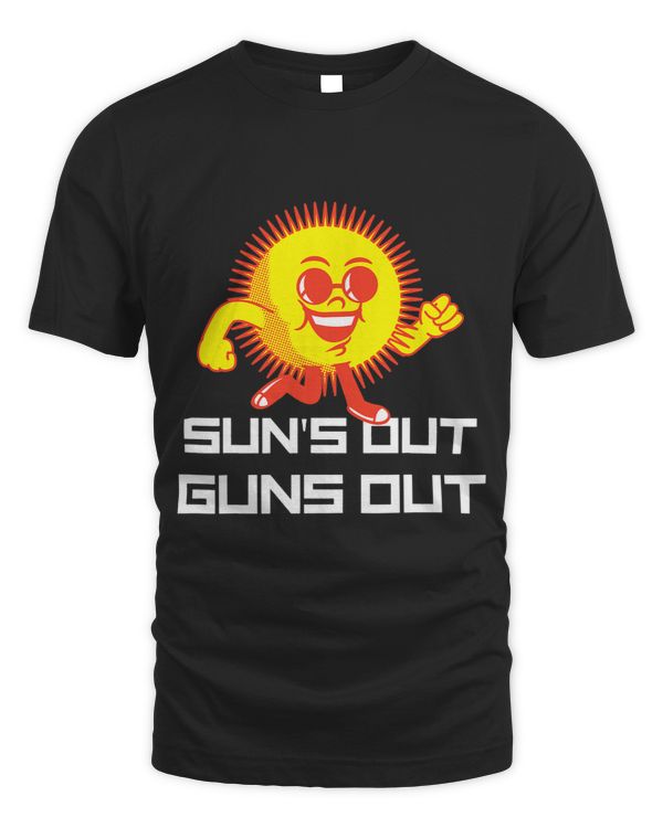 Suns Out Guns Out Summer Cartoon Sun Silly Muscle