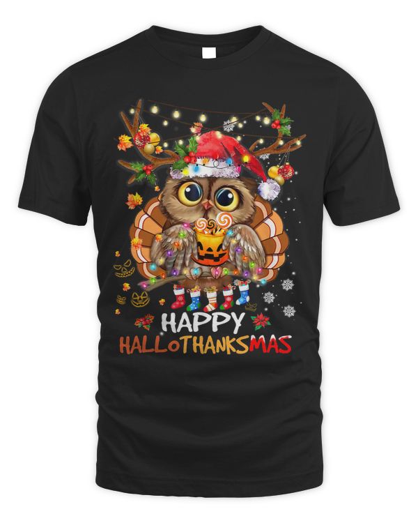Owl Thankgiving Halloween Christmas Happy Hallothanksmas