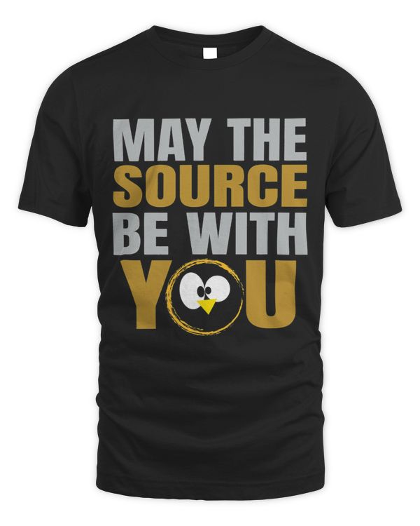 May the Source be with You slogan funny penguin eyes Linux