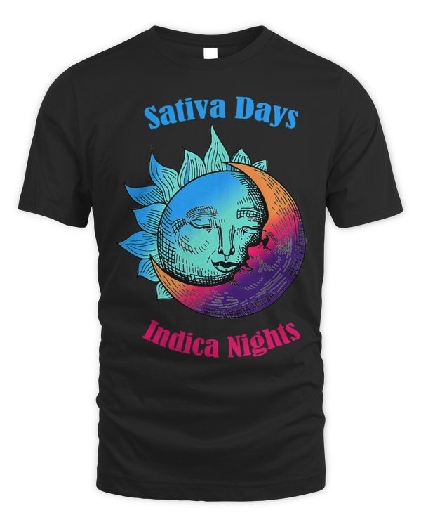 Sativa Days Indica Nights Marijuana Sun Moon Trippy Smoker