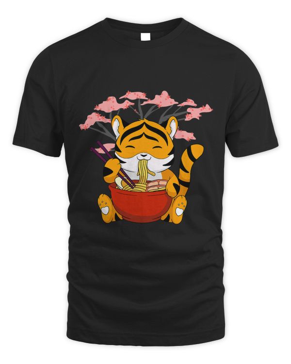 Tiger Cute Tiger Ramen Noodles Sakura Flowers Chinese Character