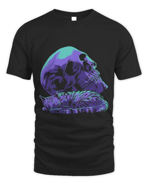 Cat and Skull Witchcraft Gothic Occult Emo