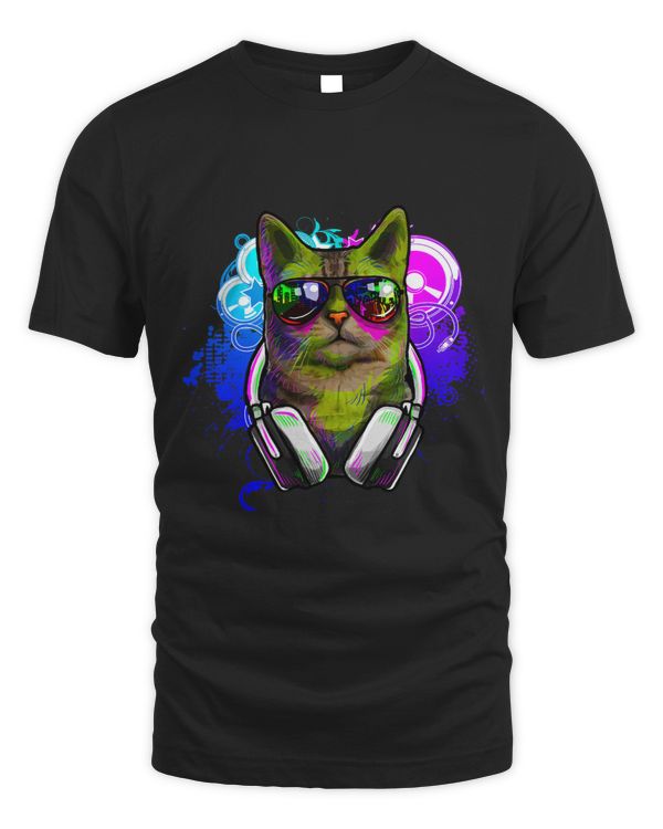 Cat DJ Shirt Rave 2DJ Tee Shirts DJ EDM Rave Shirt