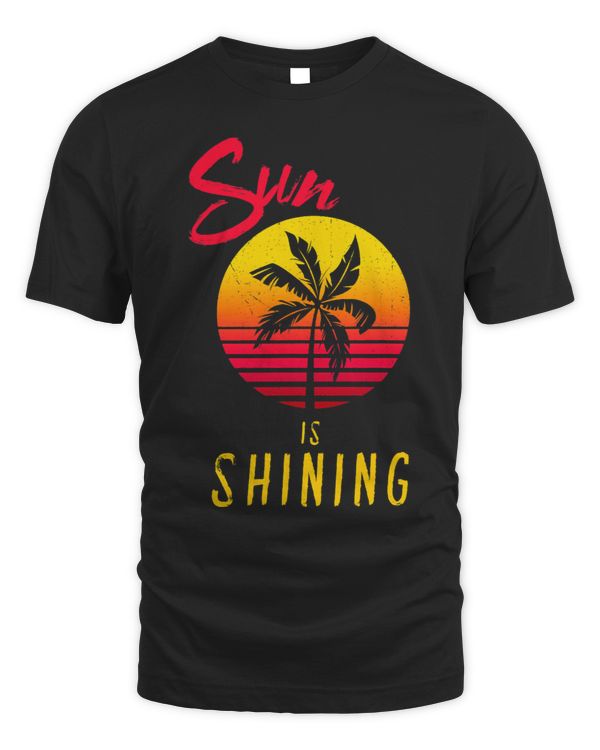 Sun is Shining Red Retro Sunset and Summer Lover Quote