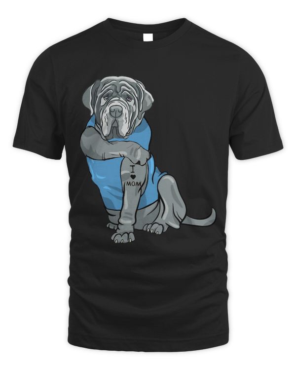 Funny Neapolitan Mastiff Dog I Love Mom Tattoo